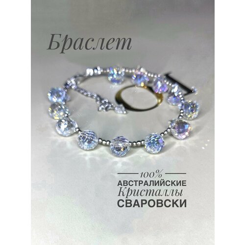 фото Браслет, кристаллы swarovski, кристалл, 1 шт., размер 17 см., размер s, бесцветный lam-lam