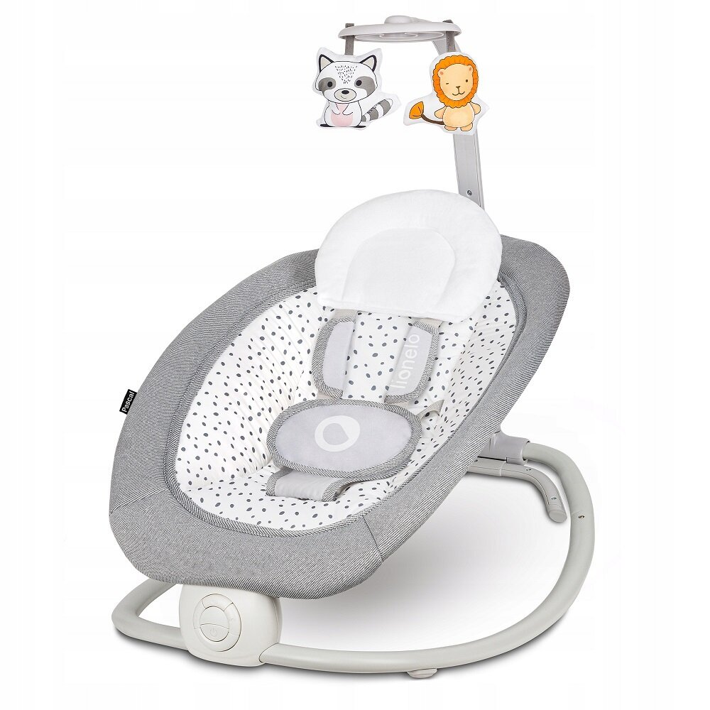 Детский шезлонг качалка для новорожденных, кресло -качалка баунсер для малышей Lionelo Pascal Grey Dove