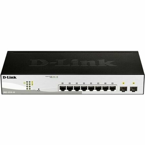 Коммутатор D-Link DGS-1210-10/FL Managed L2 Switch 8x1000Base-T, 2x1000Base-X SFP, Surge 6KV, CLI d link managed l2 switch 8x1000base t poe 2x1000base x sfp poe budget 130w surge 6kv cli