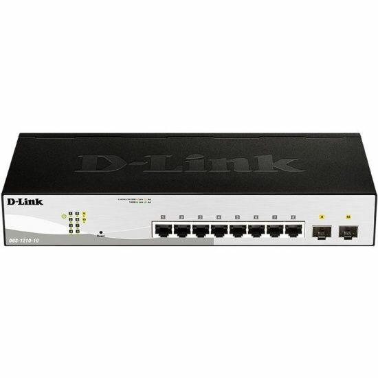 Коммутатор D-Link DGS-1210-10/FL Managed L2 Switch 8x1000Base-T 2x1000Base-X SFP Surge 6KV CLI