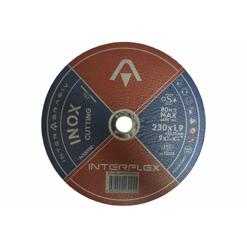 Круг отрезной круг INOX A060TBF 230x1.9x22 мм, Т41, нержавеющая сталь, металл Interflex 4079231910