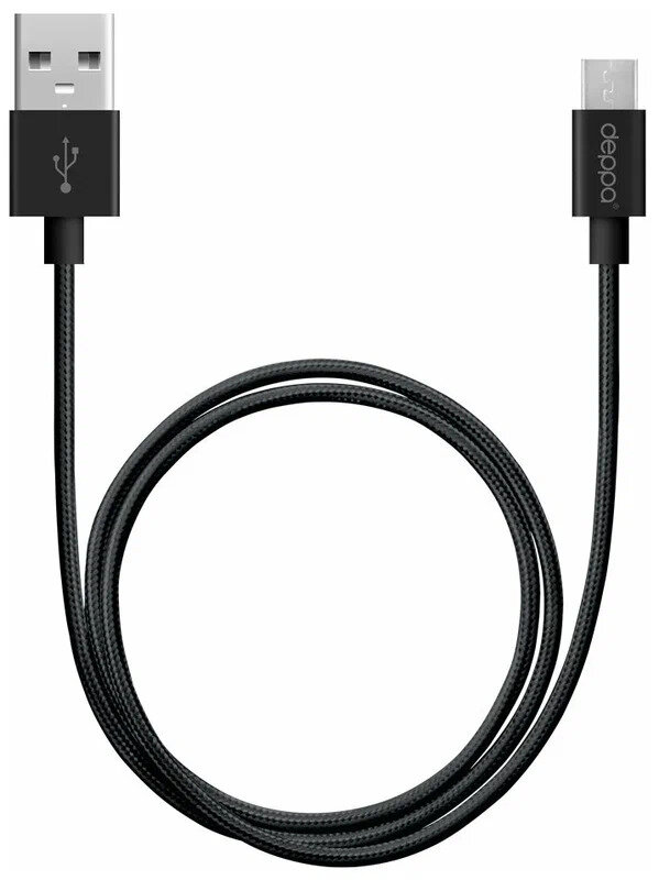 Кабель Deppa Alum USB - microUSB, 1.2 м, черный