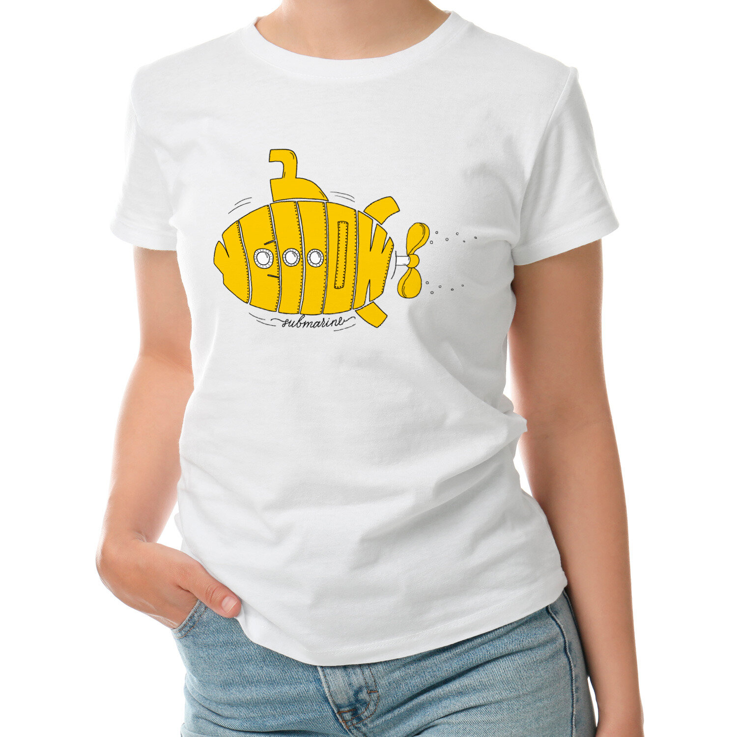 Женская футболка «Yellow submarine» (L, белый)
