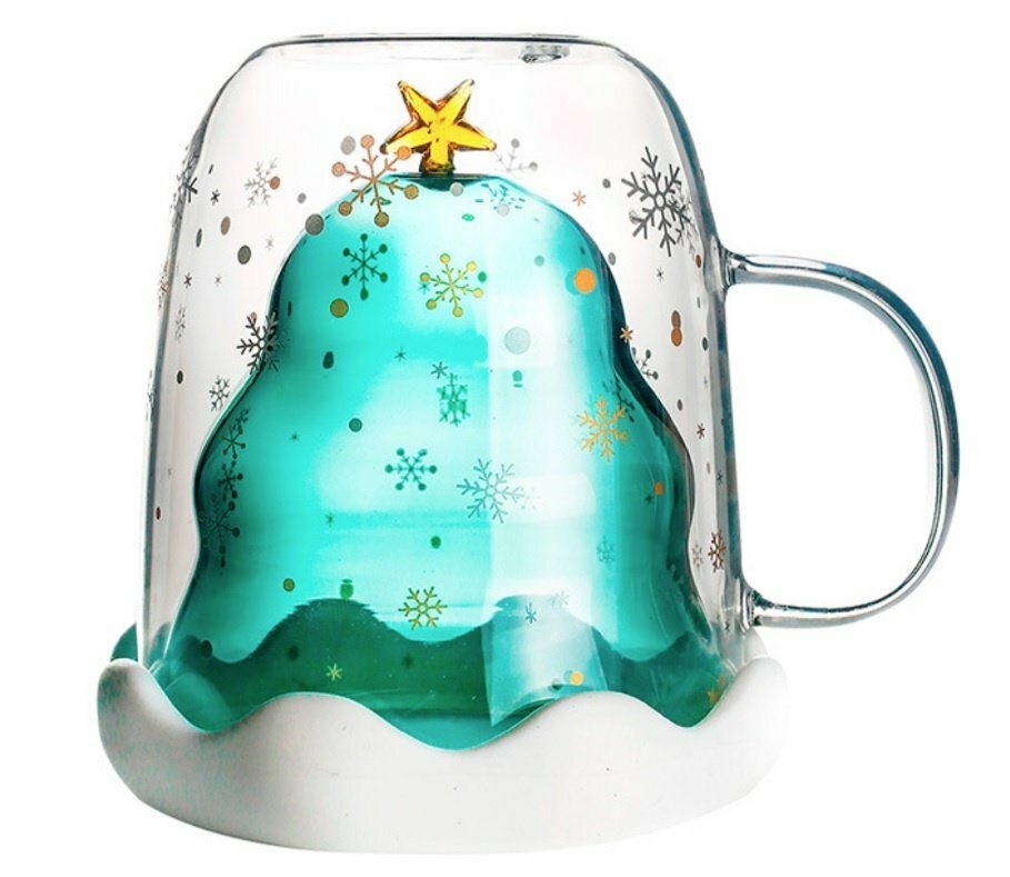 фото Кружка из двойного стекла Ёлочка 300 мл