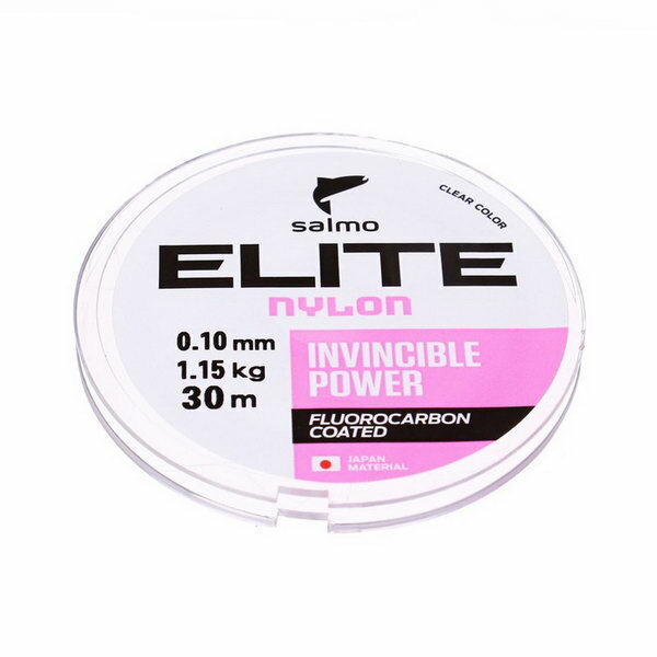 Леска монофильная Elite FLUORO COATED NYLON, диаметр 0.1 мм, тест 1.15 кг, 30 м, прозрачная