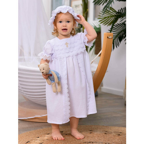 фото Крестильное платье jolly baby ажур белый