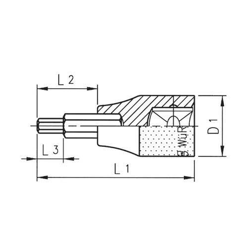 Бита-головка торцевая WURTH 6гр.1/2