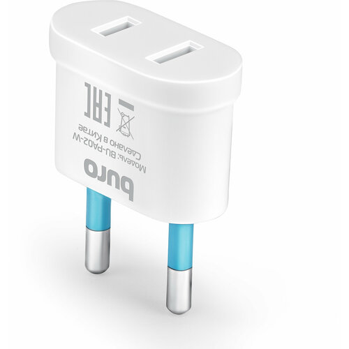 Адаптер-переходник Buro BU-PA02-W 1 розетка белый пакет ПЭ 1573₽