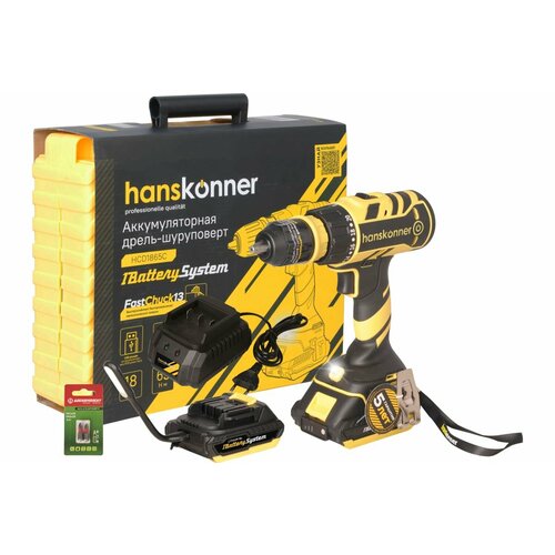 Аккумуляторный шуруповерт Hanskonner HCD1865C 1BatterySystem 1599000₽