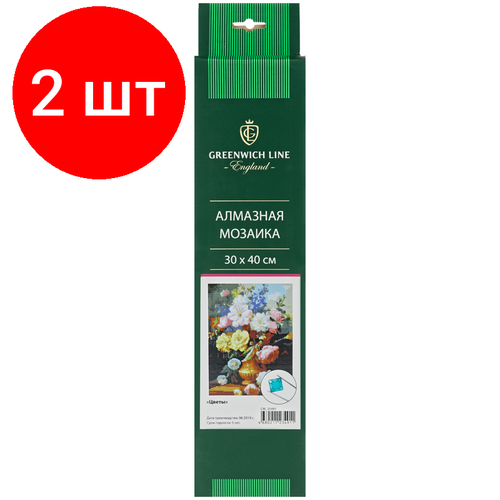 Комплект 2 шт, Алмазная мозаика Greenwich Line Цветы, 30*40см, холст, европодвес