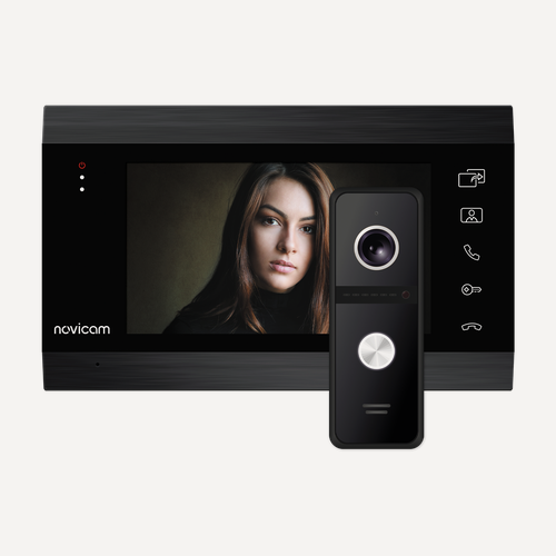 Изображение товара DARK MAGIC 7С KIT Novicam v.4222 - комплект, состоящий из видеодомофона DARK MAGIC 7C и вызывной панели FANTASY BLACK, слот под карту памяти на 32 ГБ