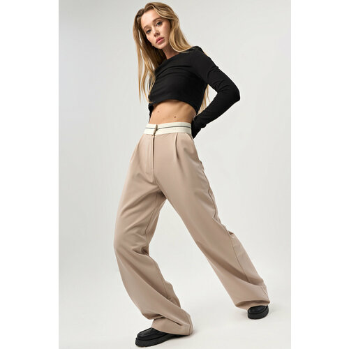 фото Брюки fly, размер 48, бежевый