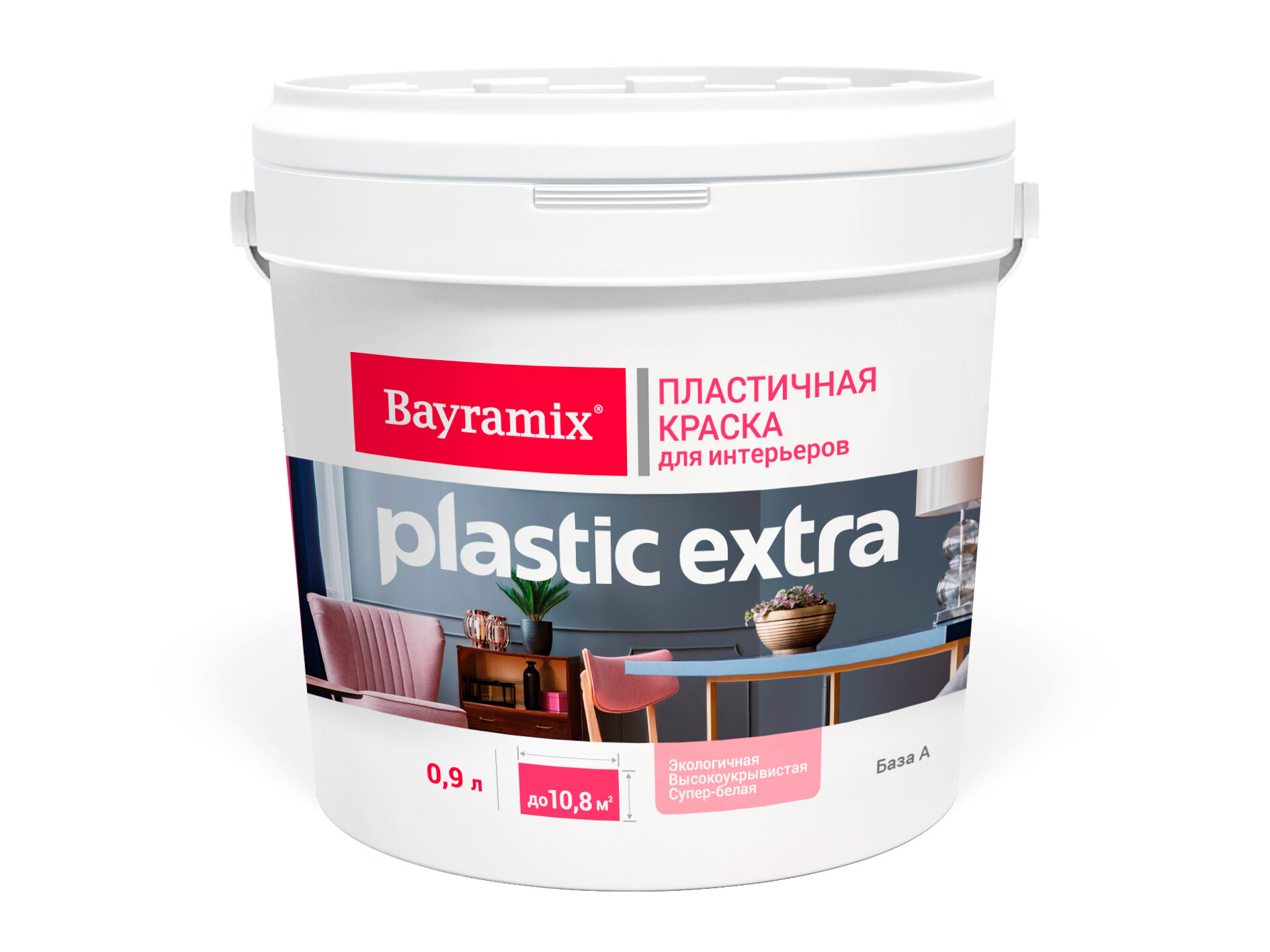 Акриловая краска для стен и потолков Bayramix Plastik Extra, белая 0,9 л