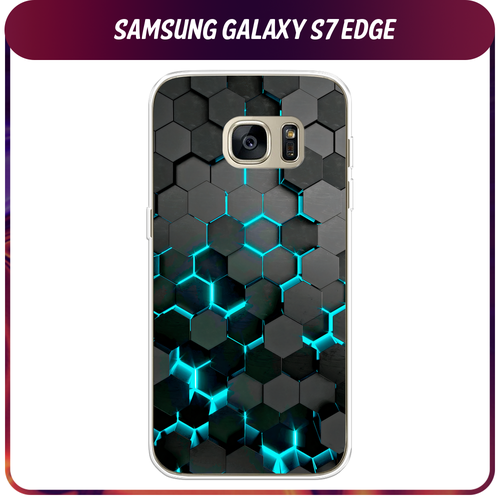 Силиконовый чехол на Samsung Galaxy S7 edge / Самсунг Галакси S7 edge Соты бирюзовые пластиковый чехол фон соты бирюзовые на samsung galaxy s7 самсунг галакси с 7