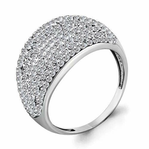 Кольцо Tosya, серебро, 925 проба, стекло, размер 18, белый кольцо серебряное с кристаллом svarovski act of love широкая душа 18 размер