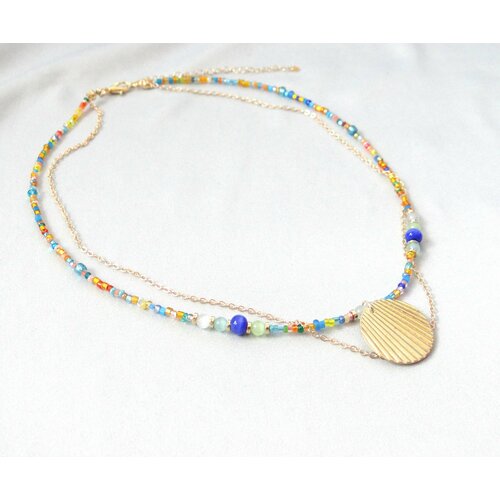 Колье K&A, кошачий глаз, гематит, длина 41 см, мультиколор