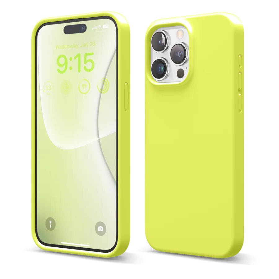 Elago для iPhone 15 Pro Max чехол Soft silicone (Liquid) Neon Yellow