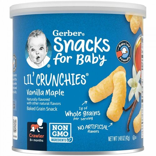 Gerber, Snacks for Baby, Lil &#x27; Crunchies, снек из запеченного зерна, от 8 месяцев, ванильный клен, 42 г (1,48 унции)