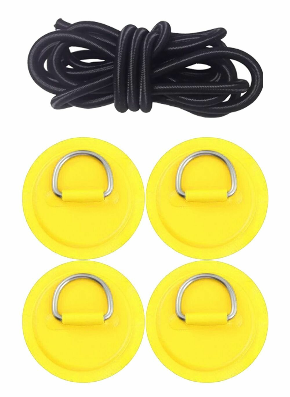 4 шт + багажная верека Патч Рым для SUP доски с металлическим кольцом желтый