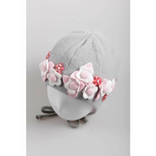Шапка бини , размер 48/50, серый детская шапка с узелком зимняя шапка бини с кроличьими ушками