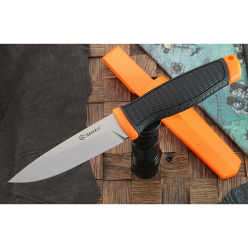 фото Туристический нож ganzo g806-bl, сталь 8cr14, рукоять полимер, оранжевый