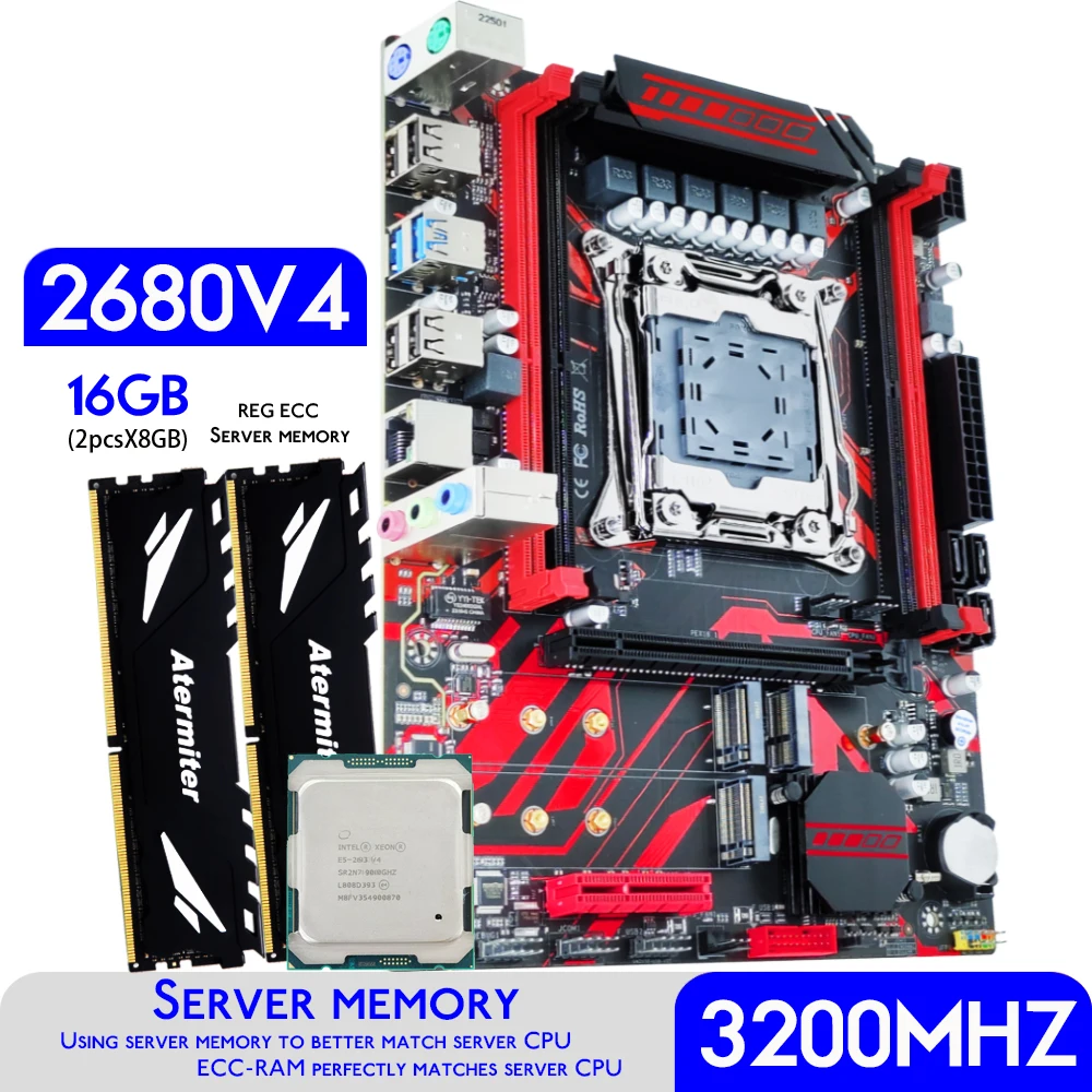 Комплект материнской платы X99: Atermiter LGA 2011v3 + Xeon E5 2650v4 + DDR4 Atermiter 2400Mhz 16Гб