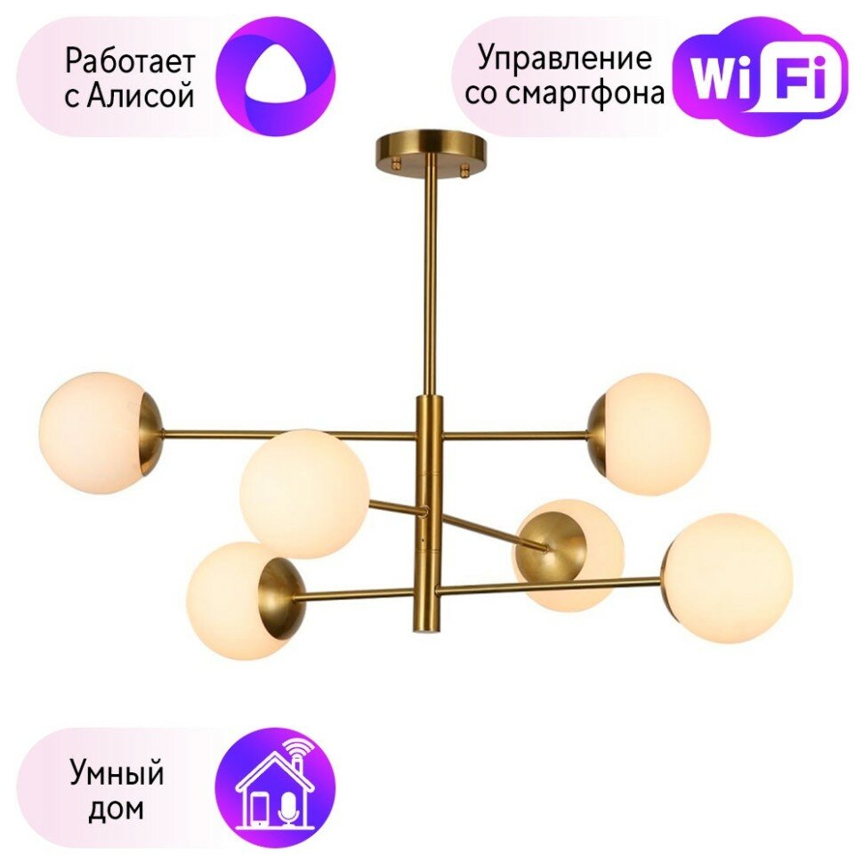 Люстра на штанге F-Promo Gutta с поддержкой Алиса 2854-6P-A - фото №1