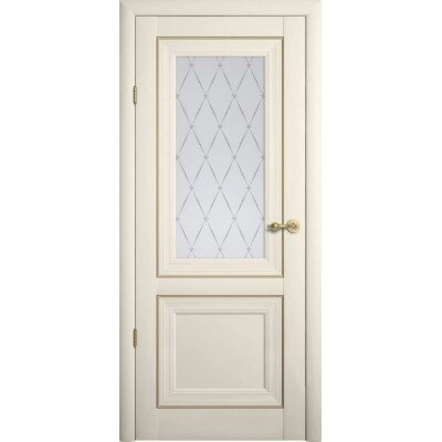 Межкомнатная дверь (дверное полотно) Albero Прадо Винил / Ваниль / Стекло мателюкс "Гранд" 60х200