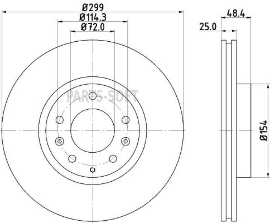 BEHR-HELLA 8DD355115-771 Тормозной диск с покрытием, передняя ось