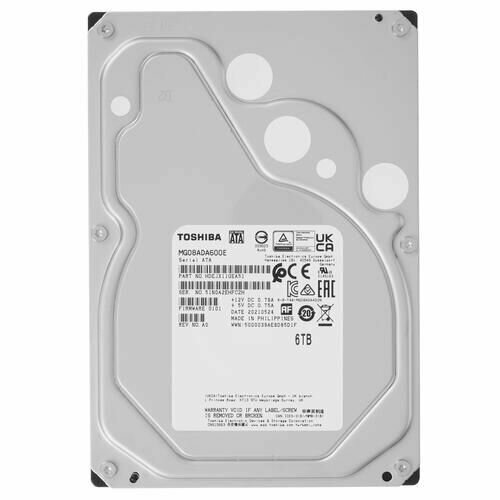 Внутренний HDD диск TOSHIBA 6TB, SATA3, 3.5" (MG08ADA600E)