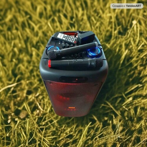 Колонка акустическая портативная Караоке 1211 P M P O 6000Вт2 микрофонаПультBluetoothUSBFMTF cardАудио входВход для гитарыLed Подсветка 3070000₽