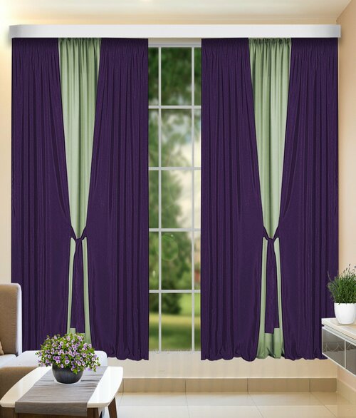 КаСЛ Классические шторы Oriana цвет: фиолетовый, фисташковый (210х250 см - 2 шт)