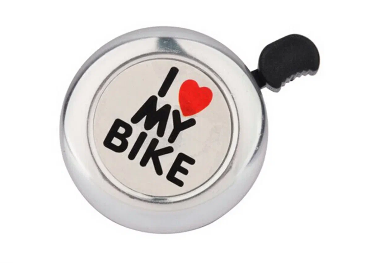 Звонок "I LOVE MY BIKE" хром, сталь/пластик