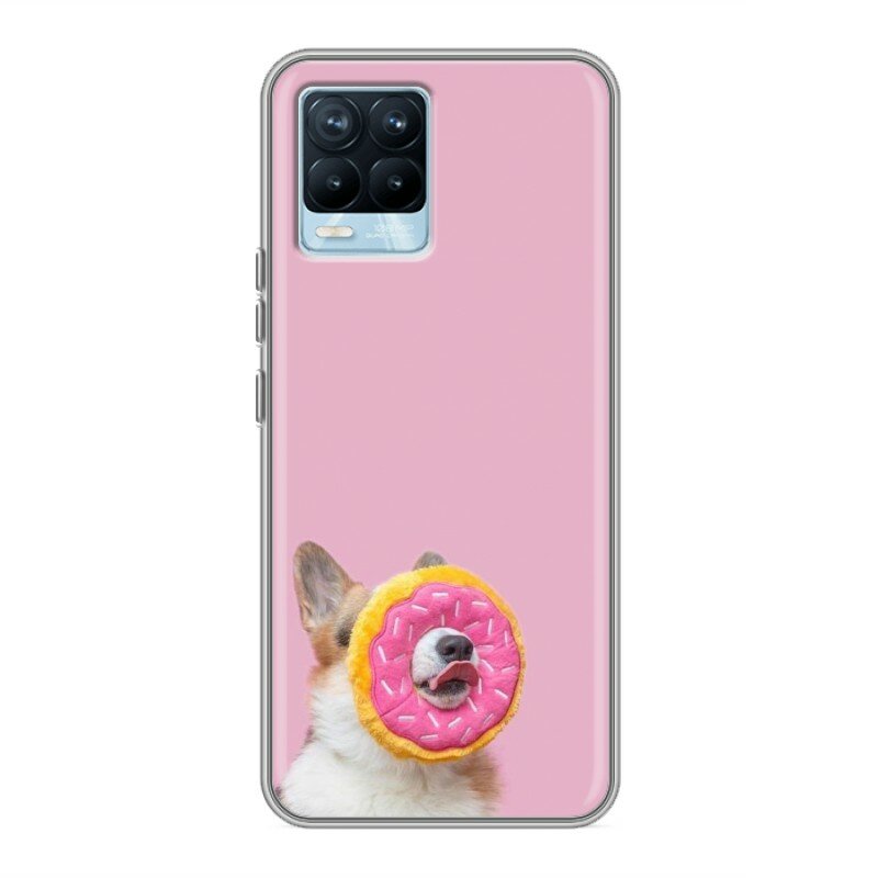 Дизайнерский силиконовый чехол для Реалми 8 / Realme 8 Собака и пончик