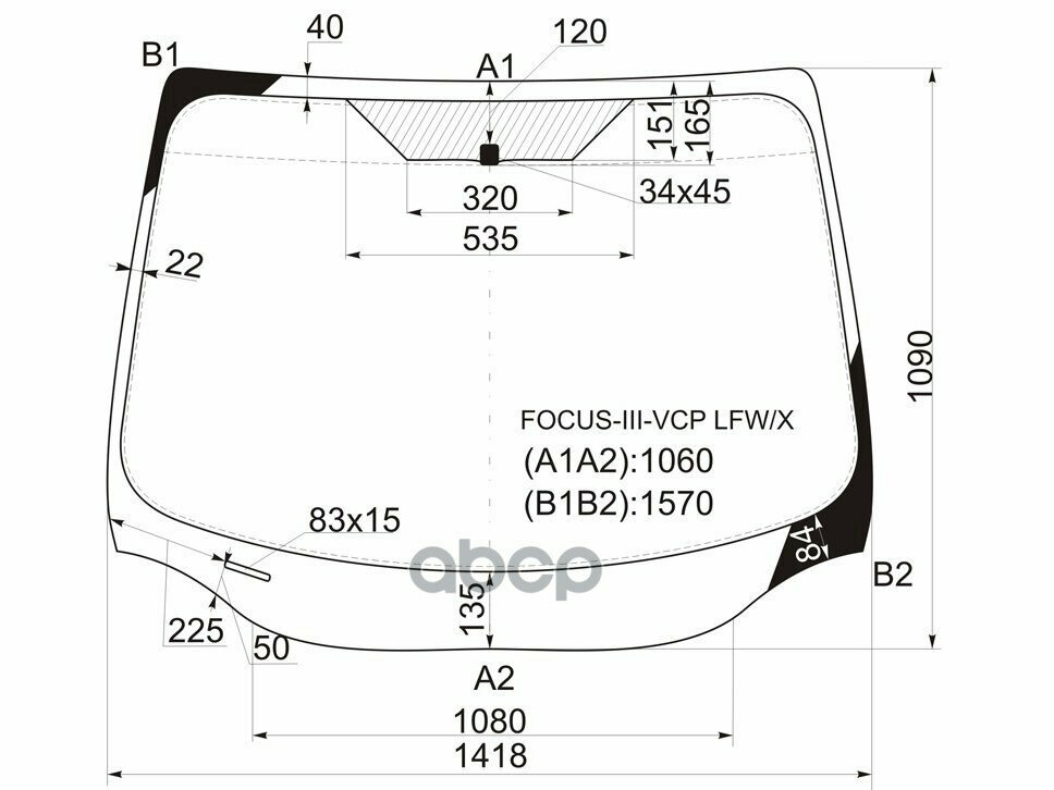 XYG FOCUS-III-VSC LFW/X Стекло лобовое (Датчик дождя) Ford Focus 10-19