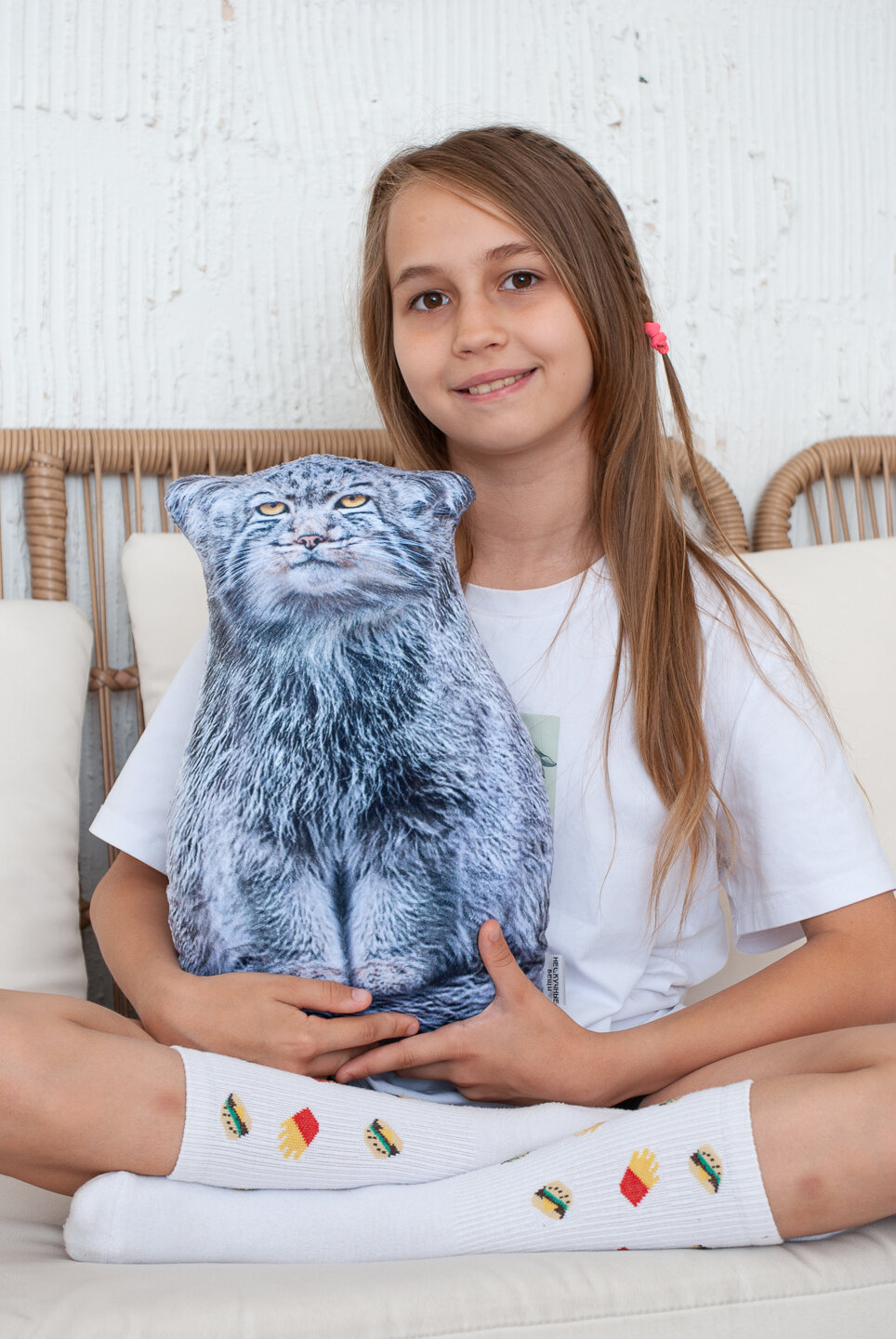 Реалистичная мягкая подушка игрушка кошка Манул от бренда Нескучные вещи