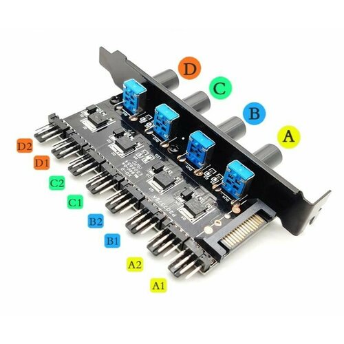 4 регулировки скорости кулера 8 вентиляторов 3 или 4 pin Контроллер с питанием от SATA 1045₽