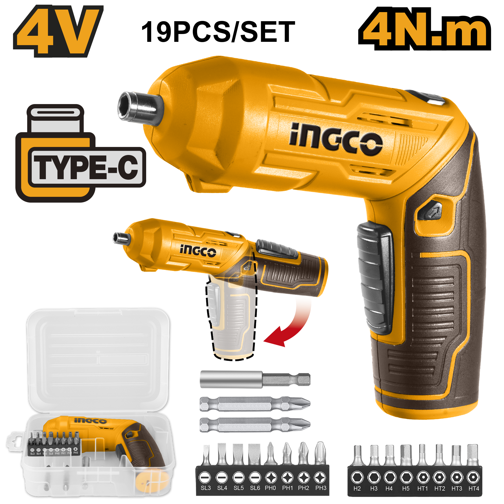 фото Аккумуляторная отвертка INGCO CSDLI0442 4 В 4 Нм 1/4"