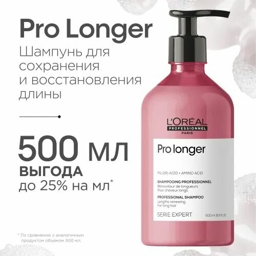 LOreal Professionnel Serie Expert Pro Longer Профессиональный женский шампунь для ухода, восстановления и укрепления сухих, поврежденных 500 мл