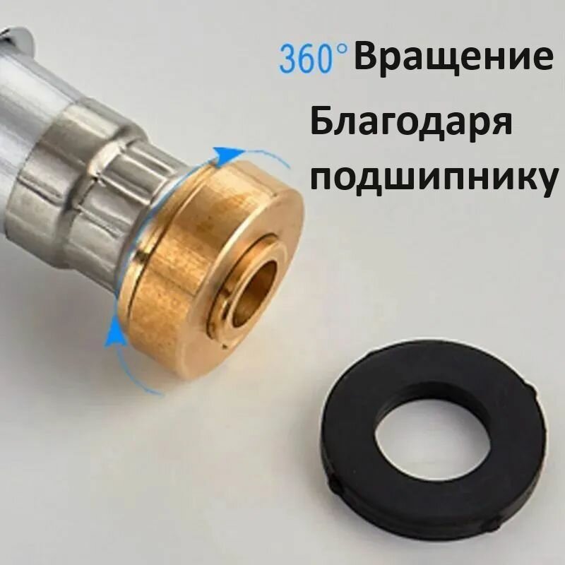 Шланг для душа 2м усиленный, не перекручивается благодаря подшипнику, медная гайка, 1/2", длина 200см — фото 1