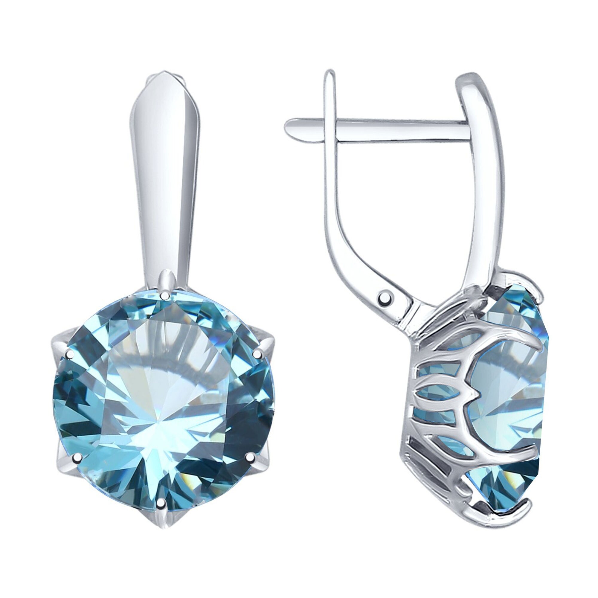 Серьги, серебро, 925 проба, родирование, топаз