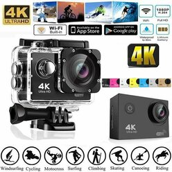 Экшн-камера, 4K, с Wi-Fi, для подводной съемки, водонепроницаемая, с чехлом