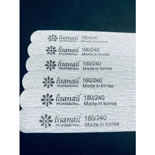 Мини-пилка прямая LISANAIL 180/240 150 шт, 13 см
