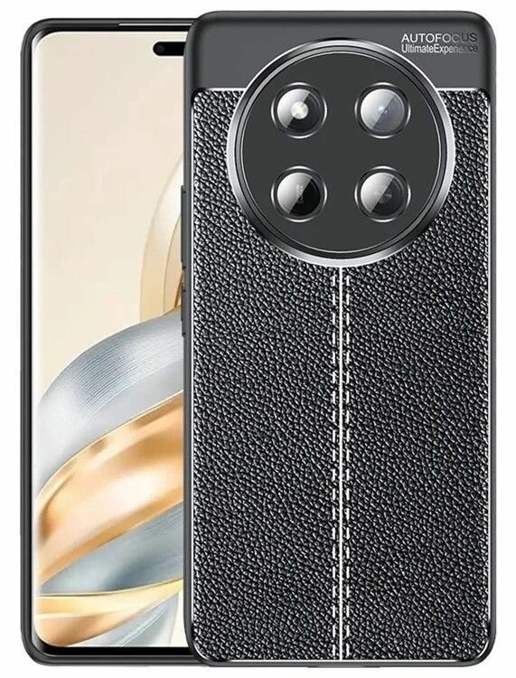 Чехол на Honor X9c силиконовый под кожу чёрный противоударный