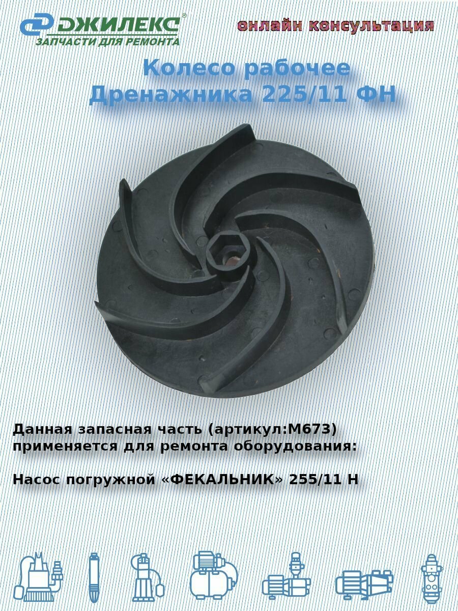 Колесо рабочее Дренажника 225/11 ФН (Джилекс М673)