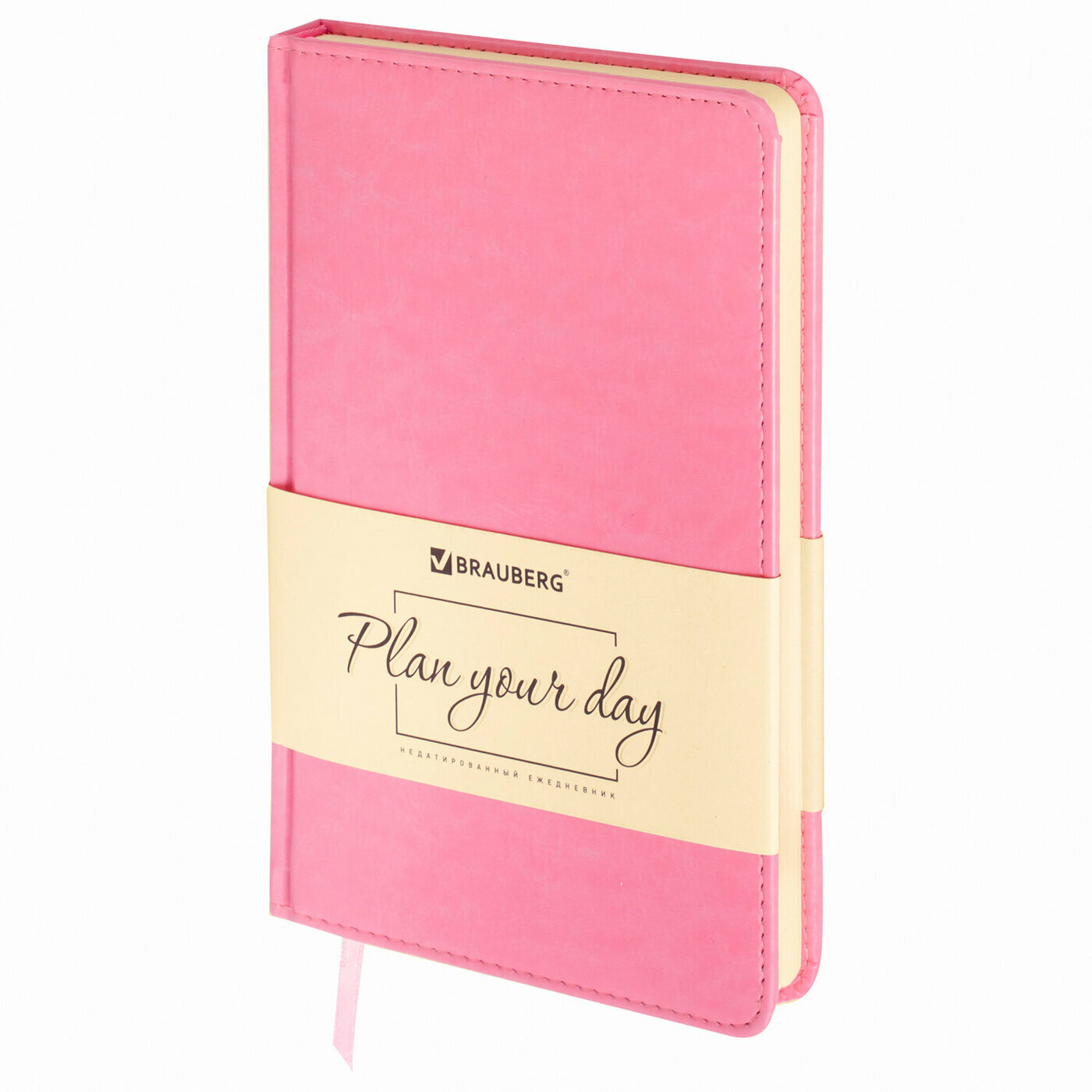Ежедневник недатированный Brauberg А5, Imperial, 160 листов, кожзам, розовый (111859)