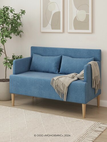 Изображение товара Прямой диван MONOFIX киус, микровелюр синий (№14), 113х60х80 (ДхГхВ)