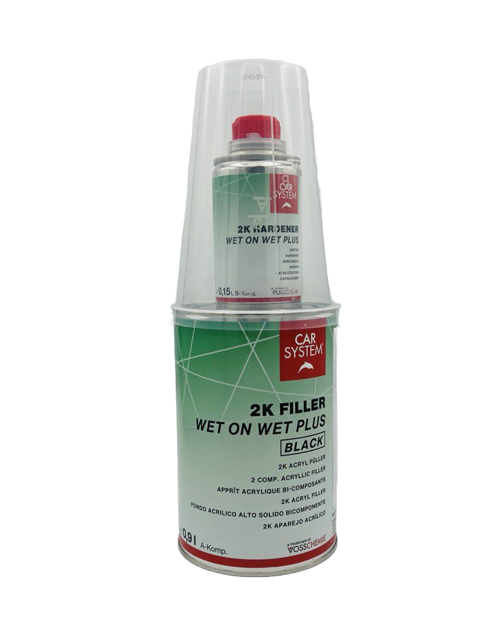 Грунт-наполнитель автомобильный CarSystem 2K FILLER WET ON WET PLUS (грунт 0.9л + отвердитель 0.15л), черный