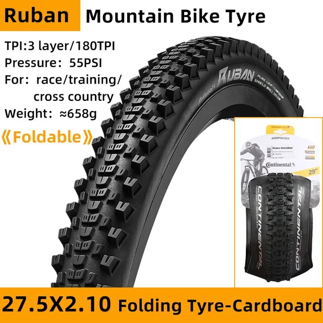 Шина Continental Ruban 29x2.10 29x2.30 для горных велосипедов, Черный