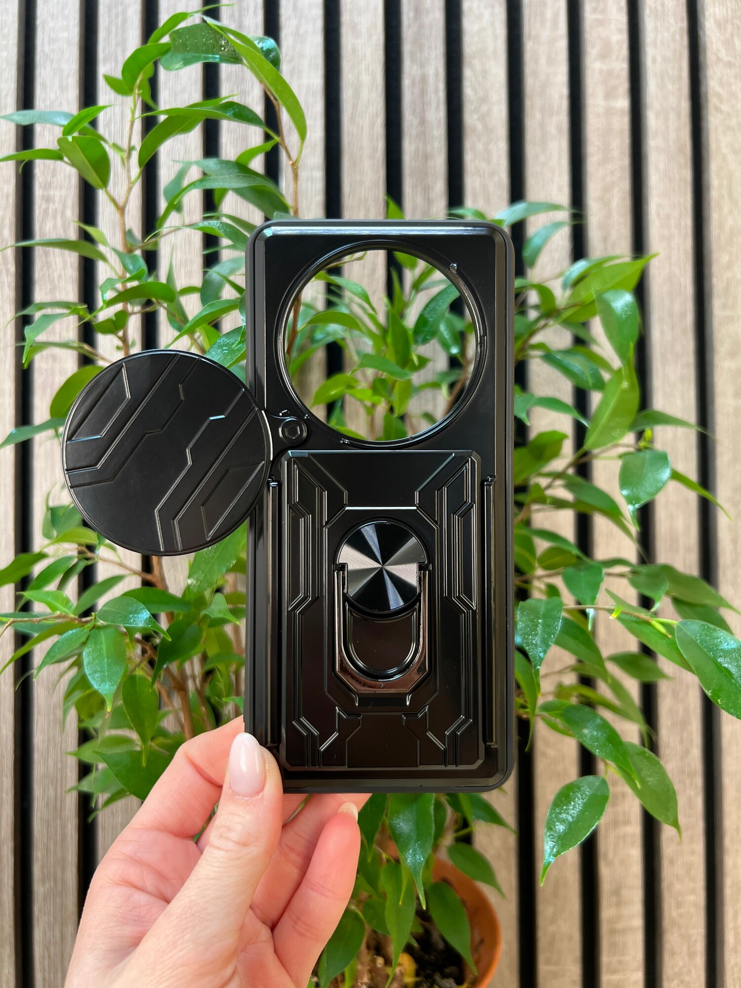 Изображение Чехол противоударный с картхолдером на Xiaomi Redmi Note 14 Pro 4G / Редми Нот 14 Про 4G (Черный)